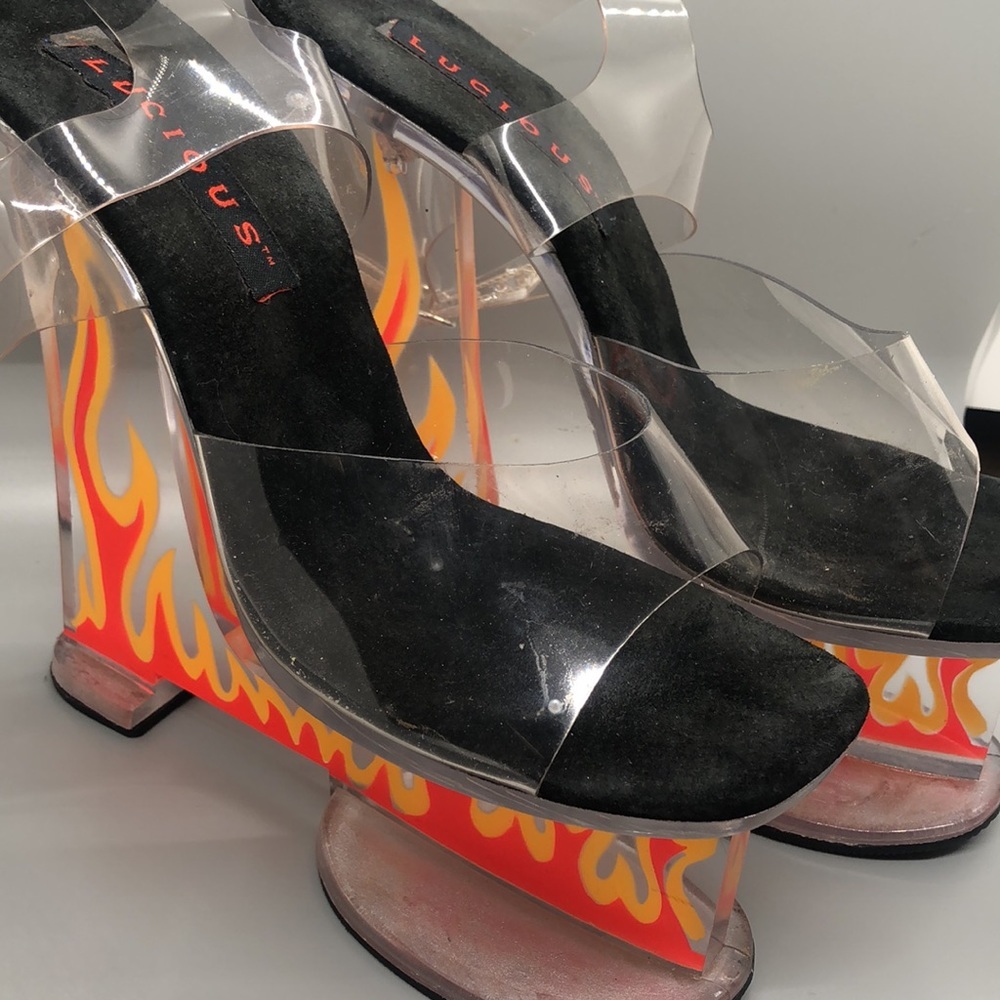 Lucious Acrylic Platform Flame Heels Size 9 - image 2